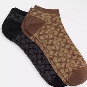 Coach Brown and Black Patterned Socks Set of Two Pairs